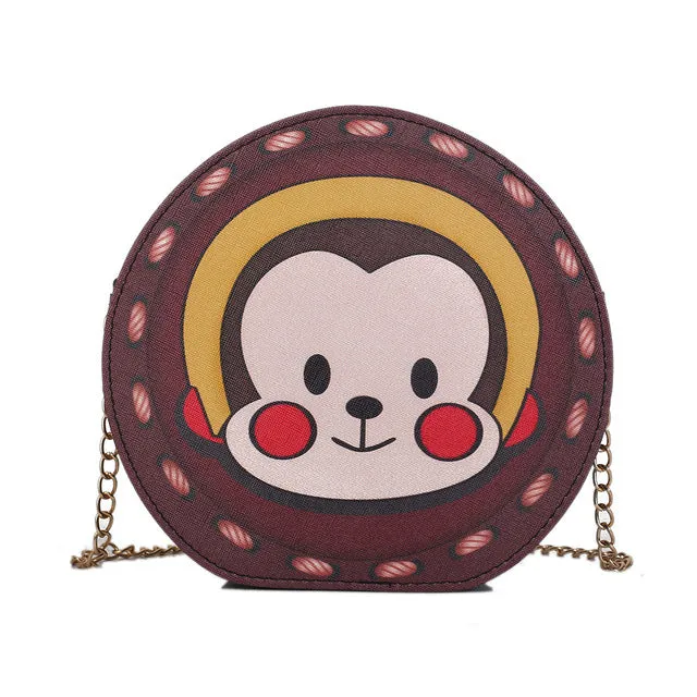 2018 Sexy Woman Cute Cartoon Acrylic Party Clutch Flap Evening Bag Female Chain Purse Unique Design Round Shape Shoulder Bag