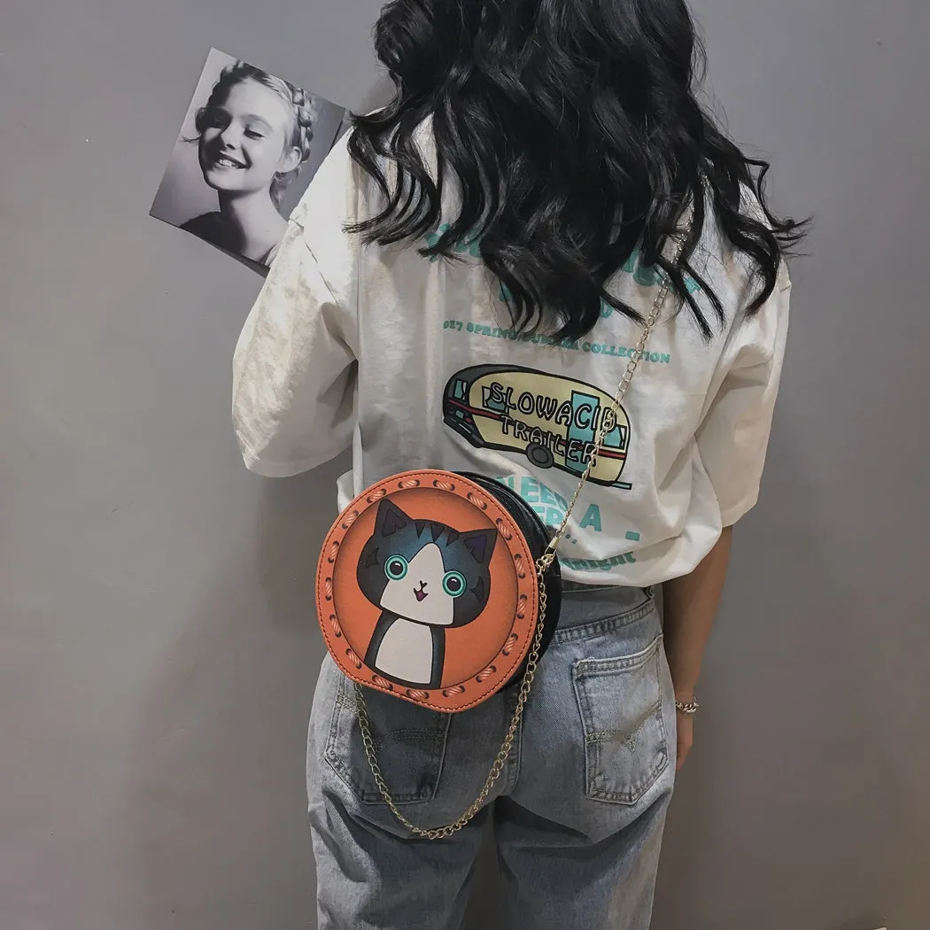 2018 Sexy Woman Cute Cartoon Acrylic Party Clutch Flap Evening Bag Female Chain Purse Unique Design Round Shape Shoulder Bag