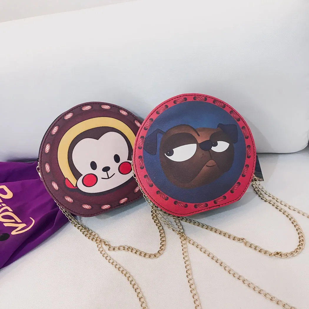 2018 Sexy Woman Cute Cartoon Acrylic Party Clutch Flap Evening Bag Female Chain Purse Unique Design Round Shape Shoulder Bag