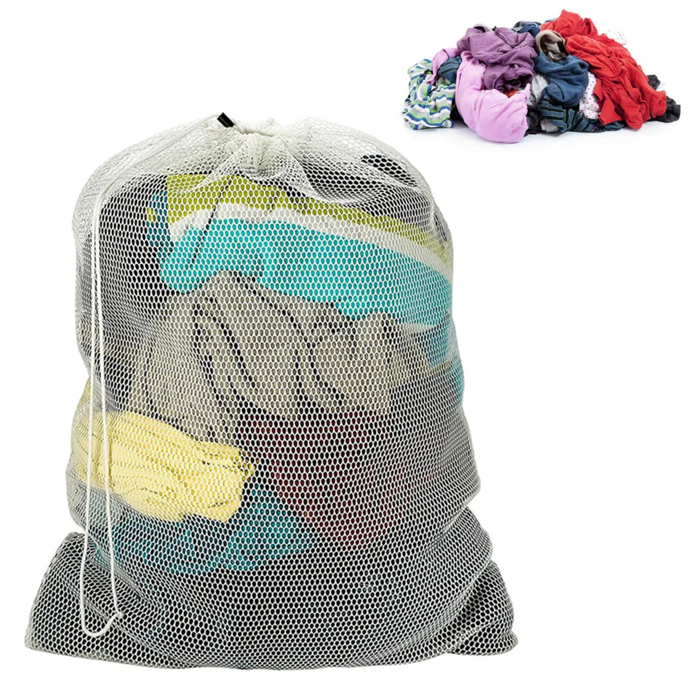 6 X Drawstring Mesh Laundry Bag Storage Wash Clothes Hamper Heavy Duty 12" X 14"