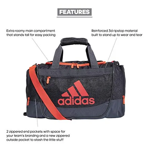 adidas Unisex Defender III Small Duffel Bag, Jersey Black/ Onix/ Signal Pink, Small