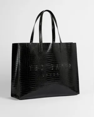 Allicon Mock Croc Icon Tote Bag Jet-Black