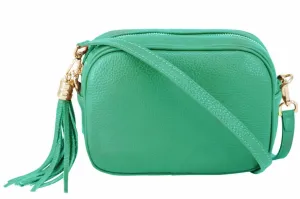 Aqua Tassel Handbag In Italian Leather