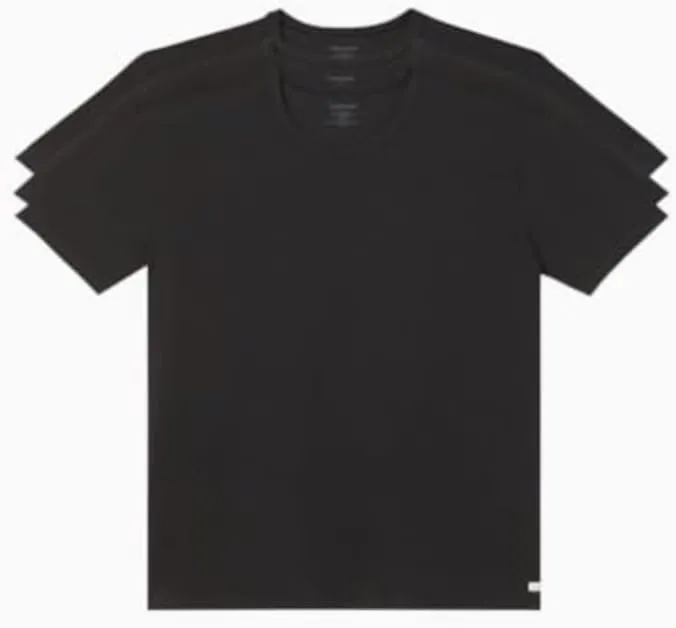 Calvin Klein Men's Cotton Stretch Undershirt Packs, 3 Black-Crewneck, XX-Large