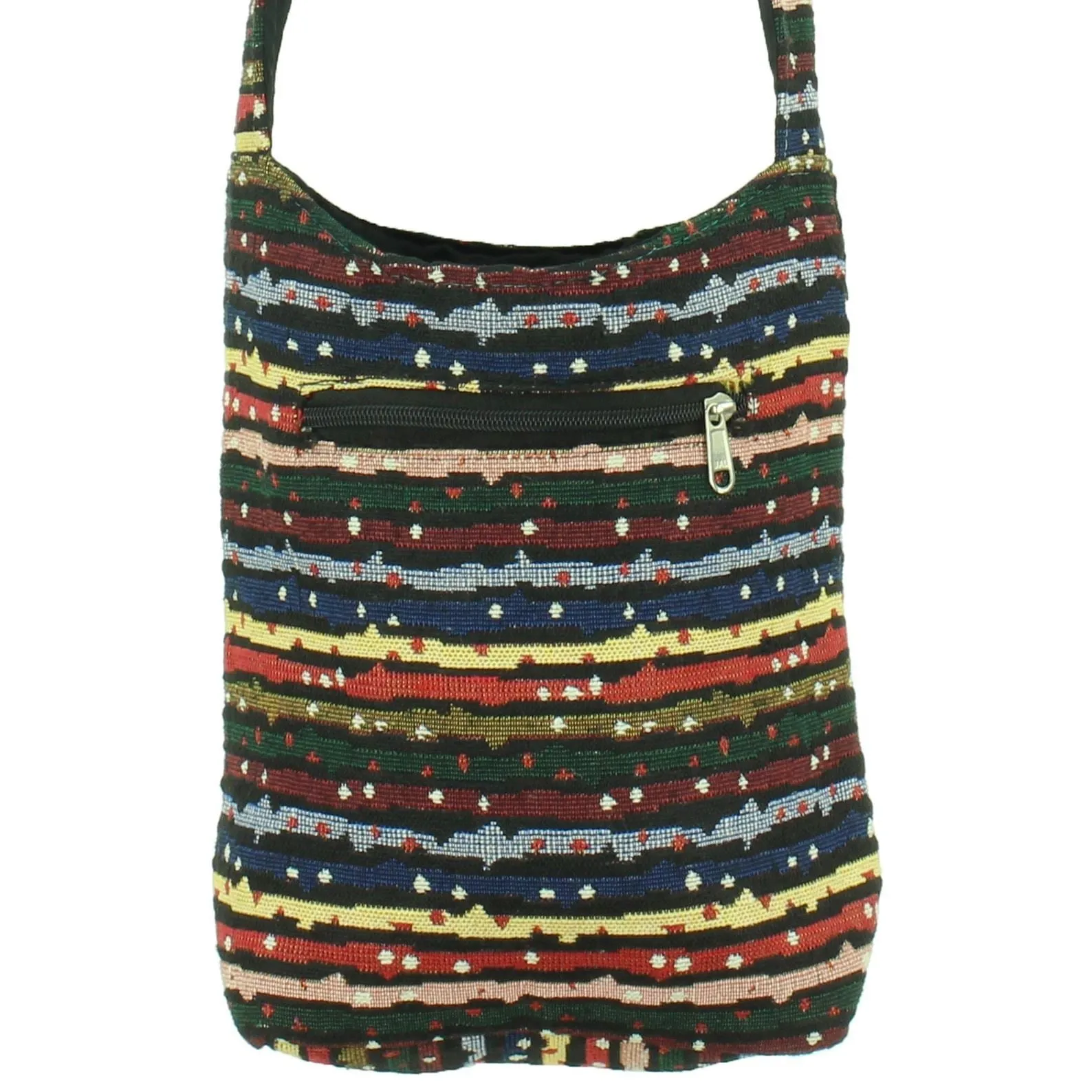 Cotton Canvas Sling Shoulder Bag - Stripes Spots