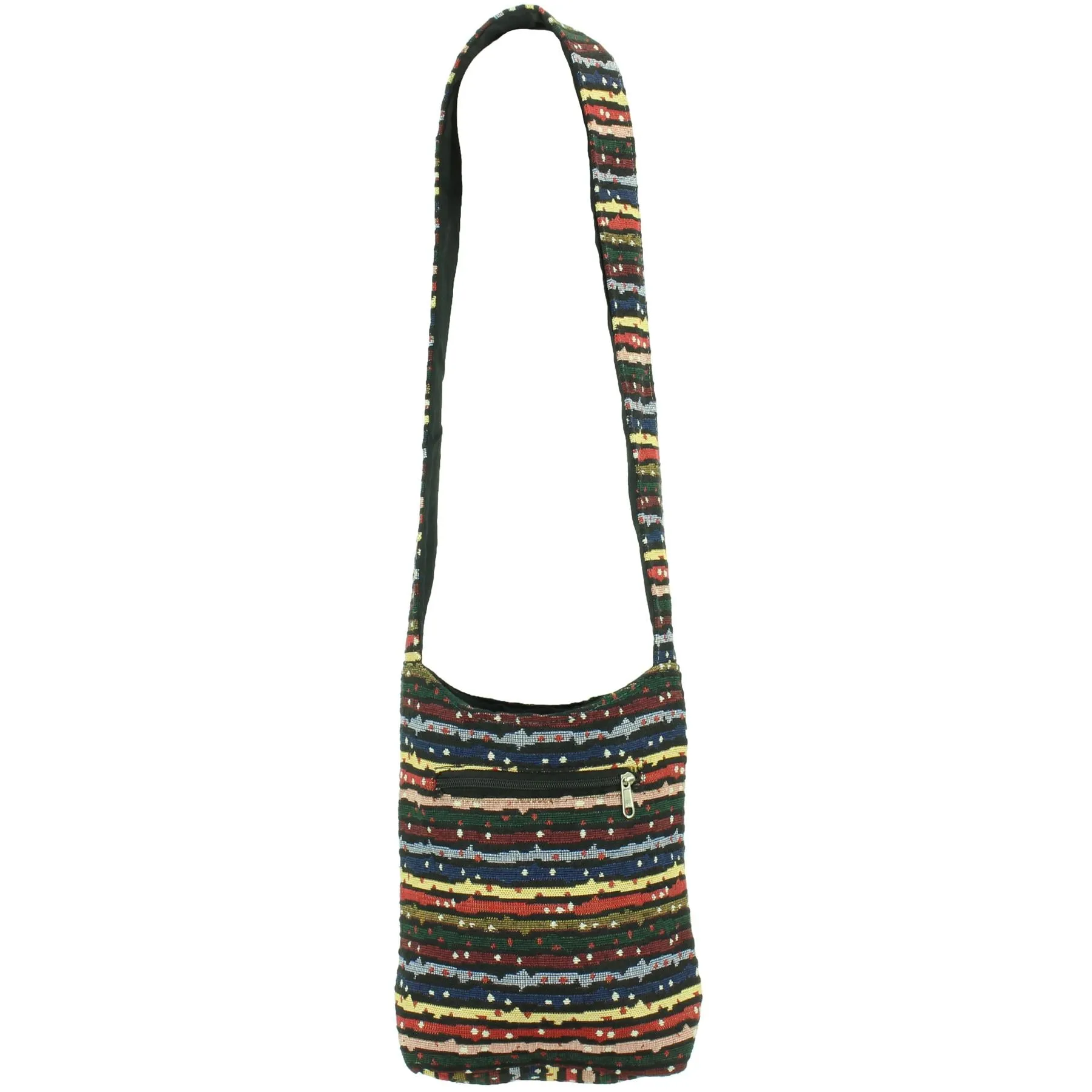 Cotton Canvas Sling Shoulder Bag - Stripes Spots