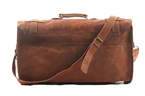 Cuero 20" Mens Retro Style Carry on Luggage Flap Duffel Leather Duffel Bag