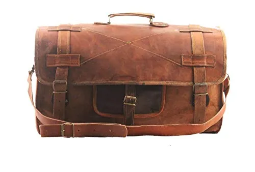 Cuero 20" Mens Retro Style Carry on Luggage Flap Duffel Leather Duffel Bag