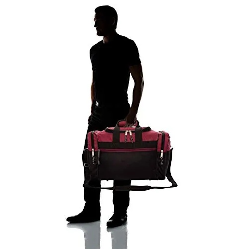 DALIX 17" Blank Duffle Bag Duffel Bag Travel Size Sports Durable Gym Bag (Maroon)
