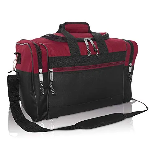 DALIX 17" Blank Duffle Bag Duffel Bag Travel Size Sports Durable Gym Bag (Maroon)