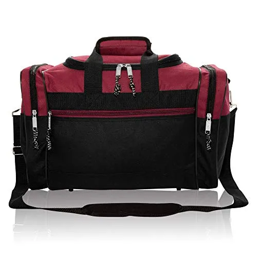 DALIX 17" Blank Duffle Bag Duffel Bag Travel Size Sports Durable Gym Bag (Maroon)