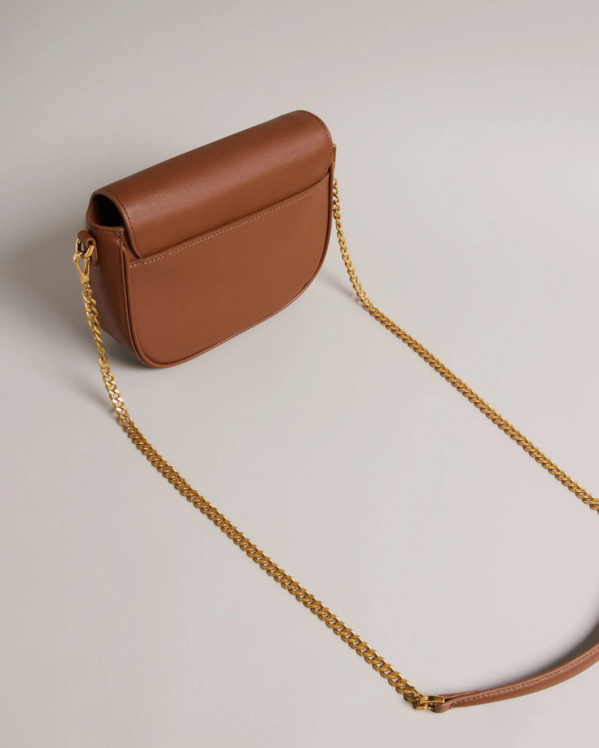 Esia Webbing Crossbody Saddle Bag Brown