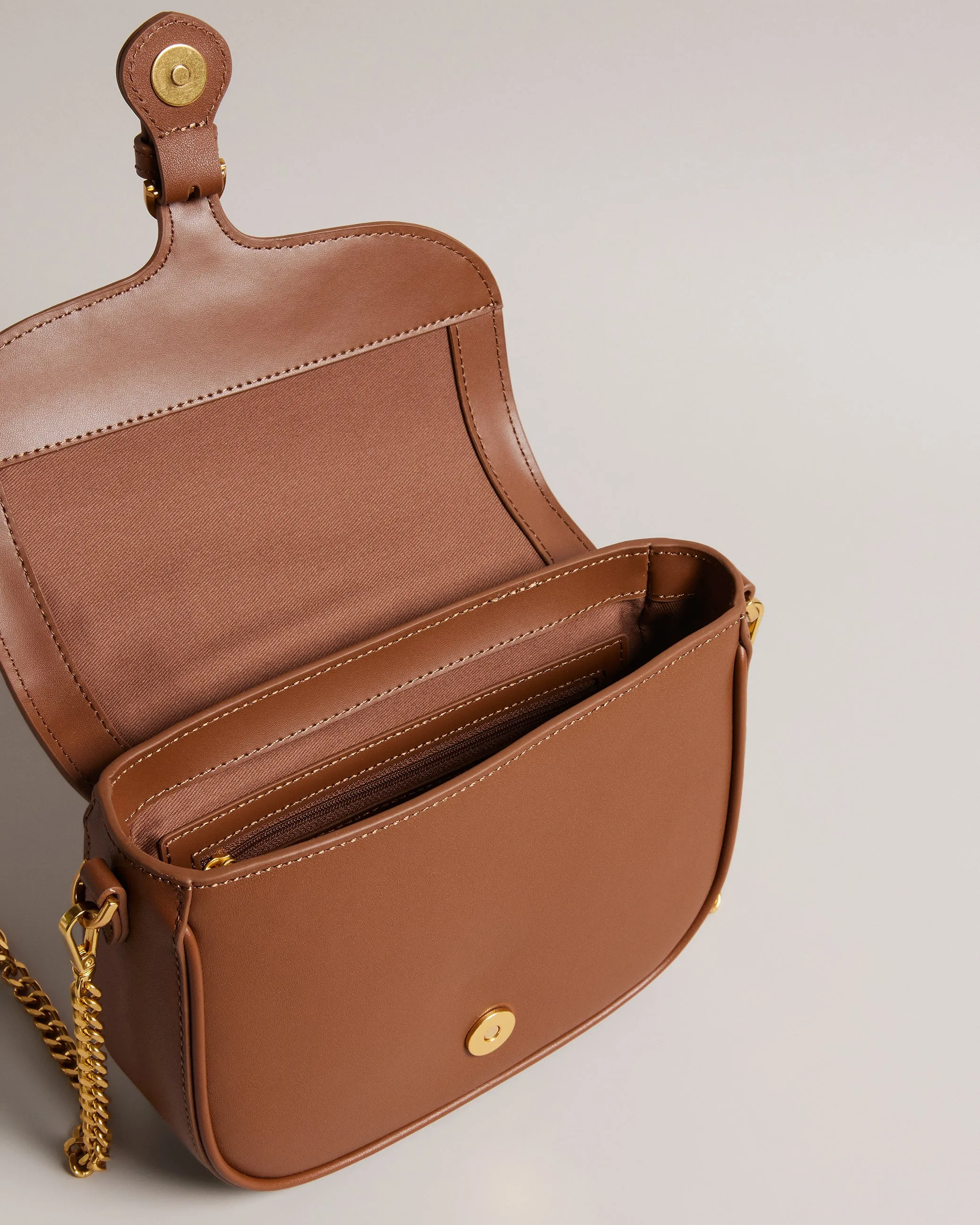 Esia Webbing Crossbody Saddle Bag Brown