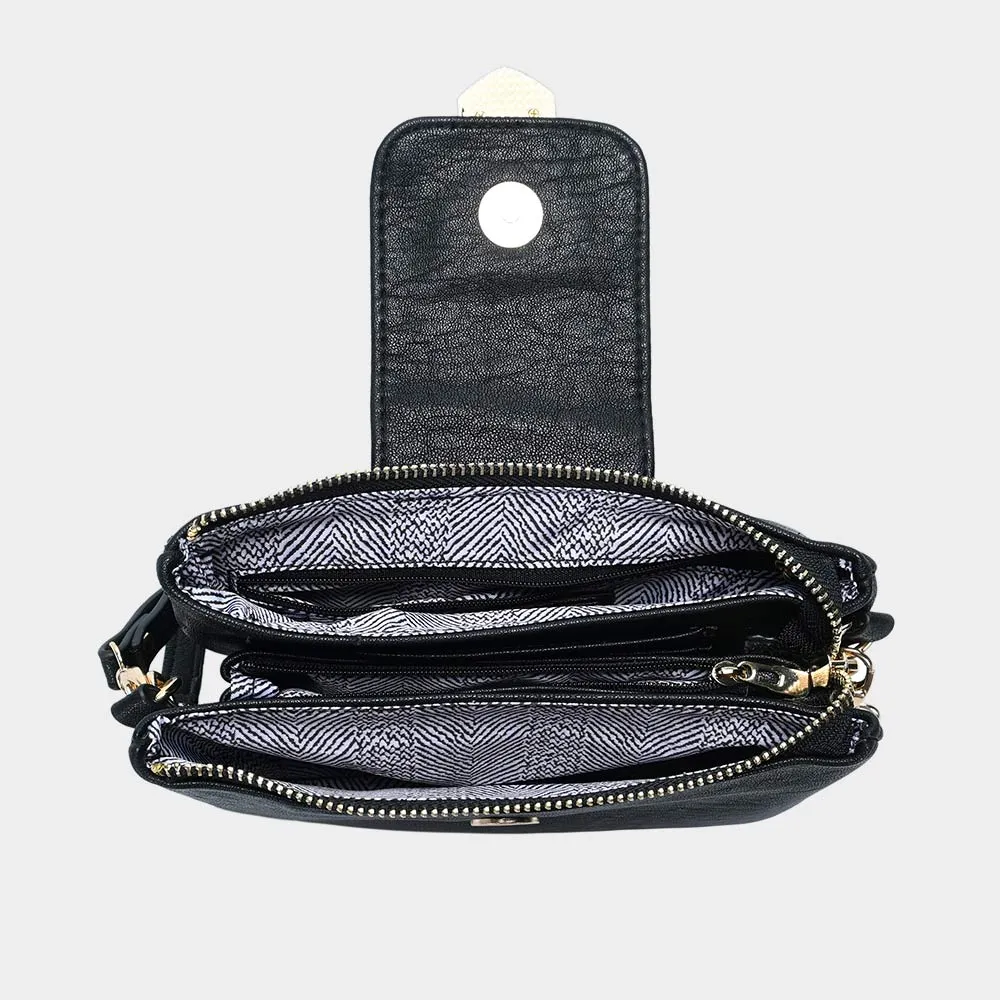 iLLASPARKZ Belt Buckle Pointed Wristlet Clutch / Crossbody Bag