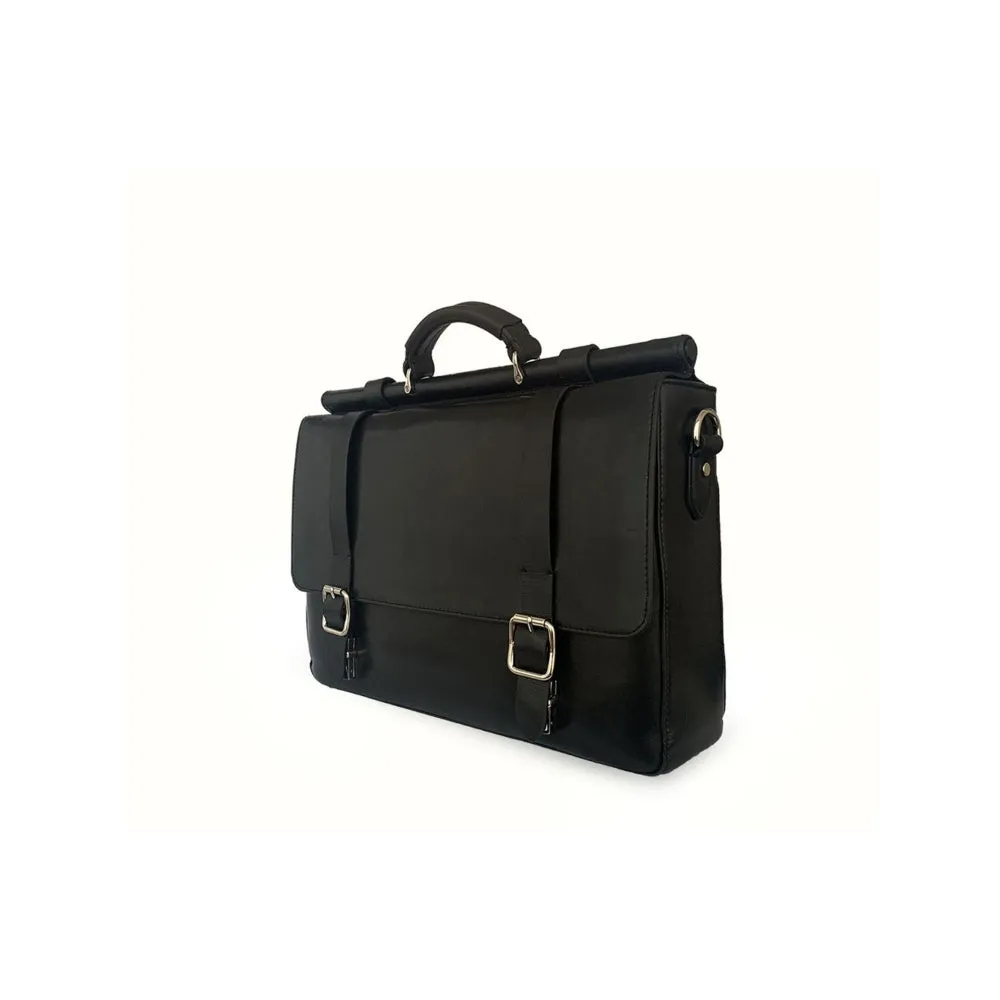 Nappa Dori Black Vintage Attache Case