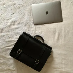 Nappa Dori Black Vintage Attache Case