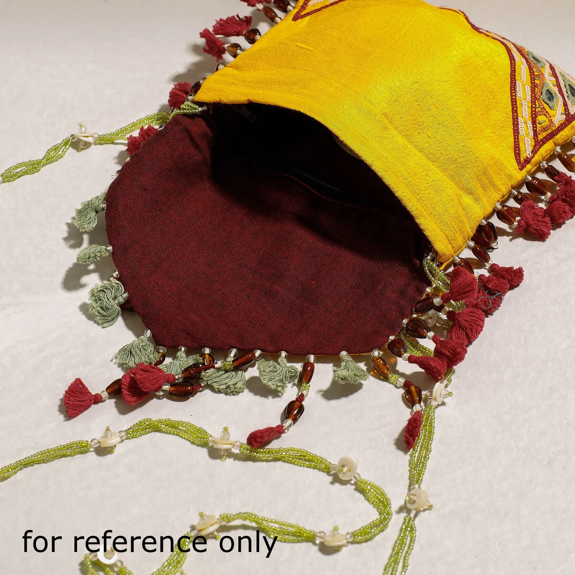 Yellow - Kala Raksha Rabari Hand Embroidery Sling Bag