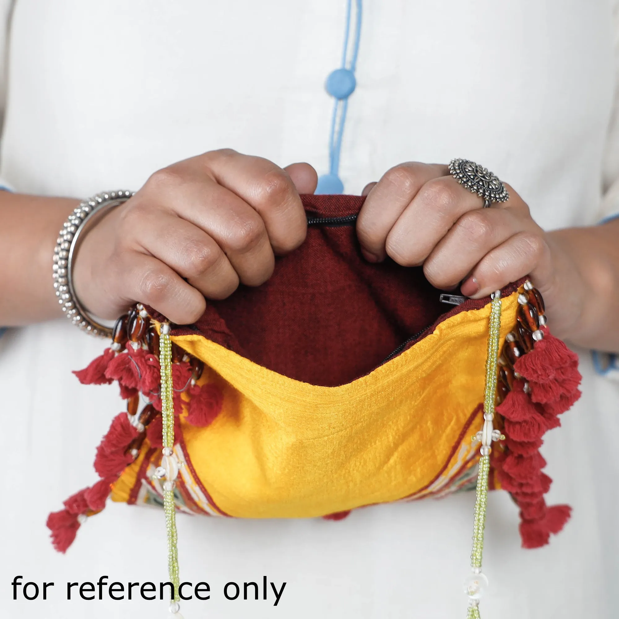Yellow - Kala Raksha Rabari Hand Embroidery Sling Bag