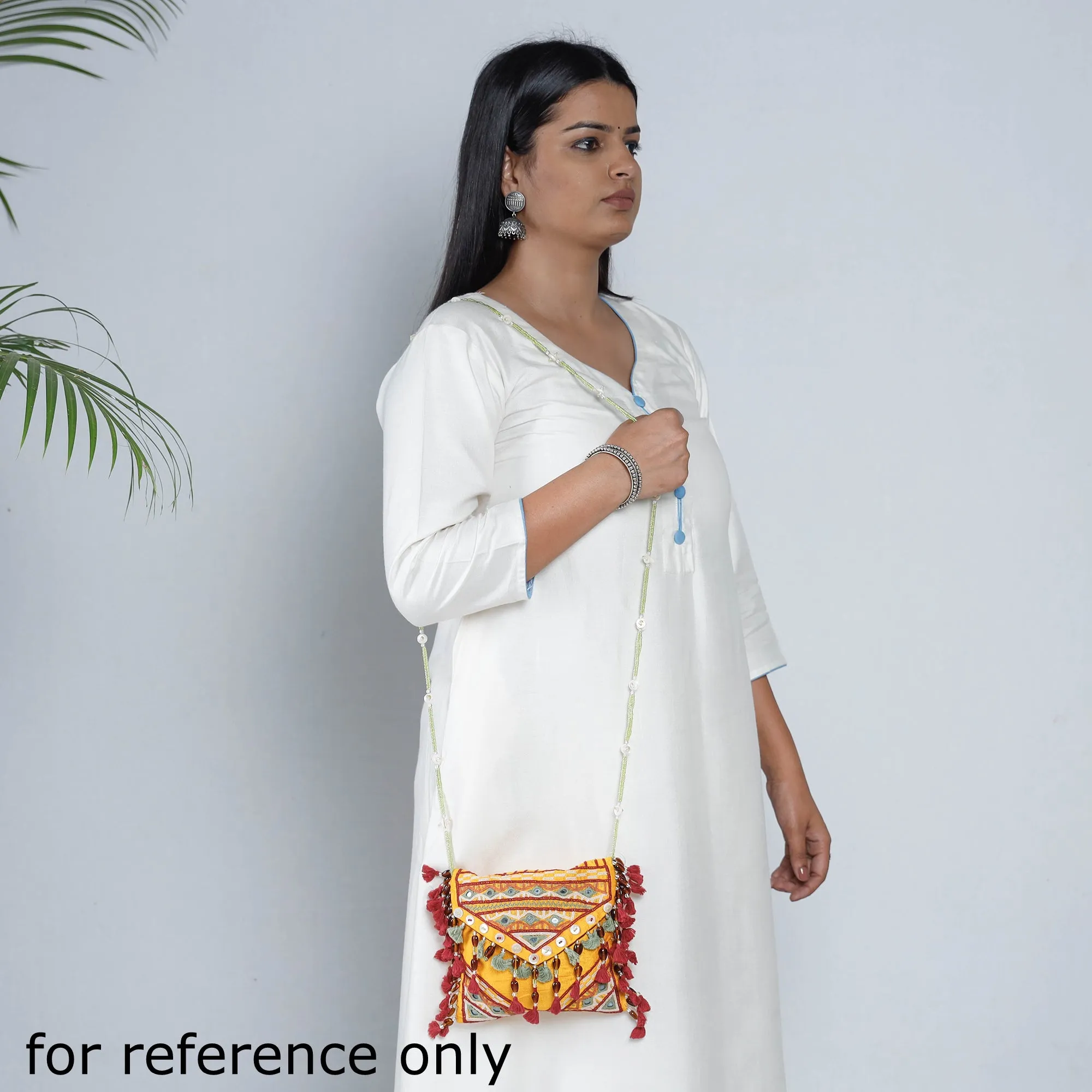Yellow - Kala Raksha Rabari Hand Embroidery Sling Bag